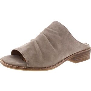 Sofft Womens Netta Leather Platino Metallic Slip On Sandals Shoes‎